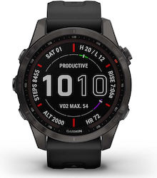 Garmin Fenix 7S Sapphire Solar Titanium 42mm Waterproof Smartwatch with Heart Rate Monitor (Carbon Grey DLC Titanium with Black Band)