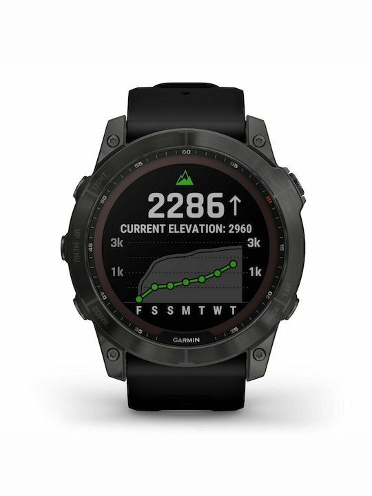 Garmin Fenix 7X Sapphire Solar 51mm Smartwatch mit Pulsmesser (Carbon Grey DLC Titanium with Black Band)