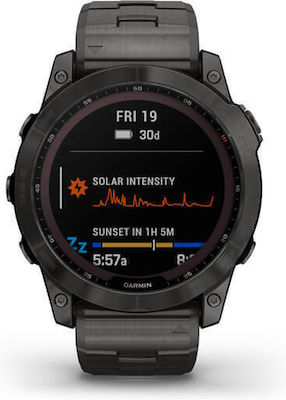 Garmin Fenix 7X Sapphire Solar Titanium 51mm Waterproof Smartwatch with Heart Rate Monitor (Carbon Grey DLC Titanium with Titanium Band)