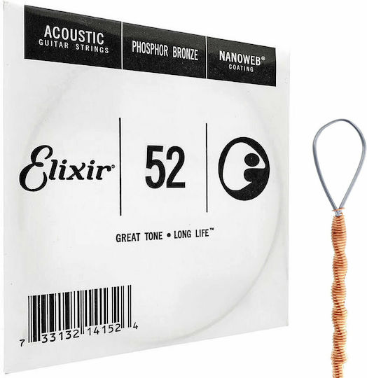 Elixir Nanoweb Single Acoustic Guitar String Phosphor Bronze 52 Loop End