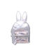 Kids Backpack Vinyl with Ears & Colorful Glitter Silver