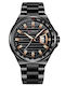 Curren Herrenuhr 45mm Batterie mit Schwarz Metallarmband