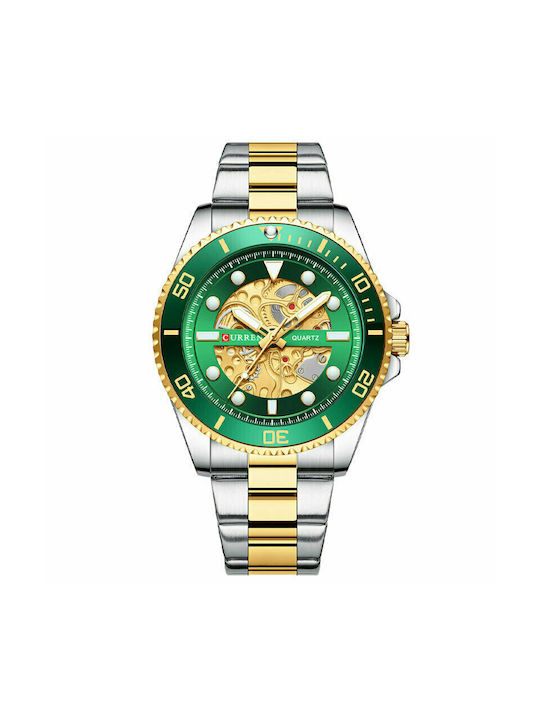 Curren Ρολόι Μπαταρίας με Μεταλλικό Μπρασελέ Multi/Πράσινο