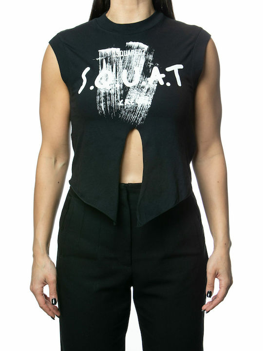 Women's Summer Crop Top Cotton Sleeveless Black