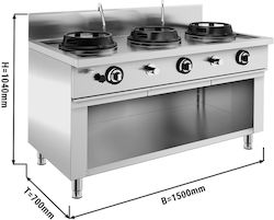 GGMgastro 98807 Plită cu gaz natural Triplă 45kW 150x70x104cm