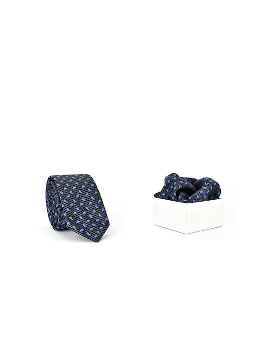 Makis Tselios Fashion Men's Tie Set Printed In Navy Blue Colour