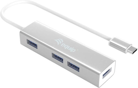 Equip USB Хъб 4 Порта USB 3.0 с USB-C Сребрист