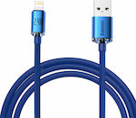 Baseus Crystal Shine Împletit USB-A la Cablu Lightning Albastru 2m (CAJY000103)
