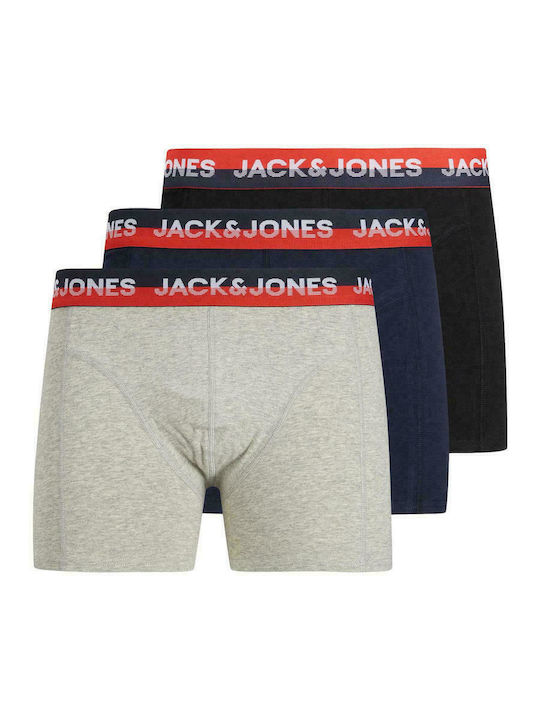 Jack & Jones Ανδρικά Μποξεράκια Μαύρο / Γκρι / Μπλε 3Pack
