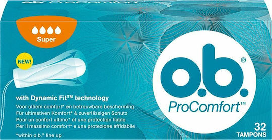 O.B. Tampoane ProComfort Dynamic Fit pentru Flux Abundent 32buc