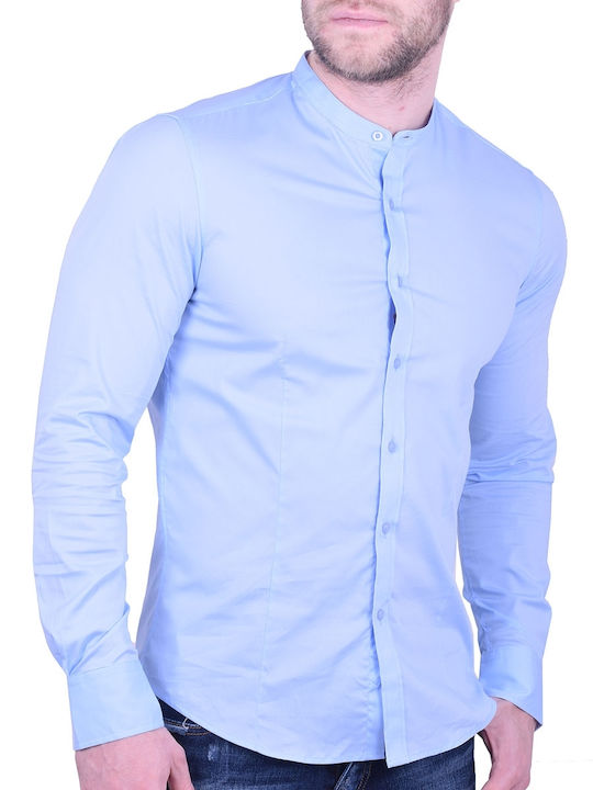 Men's Shirt mao collar light blue Light blue