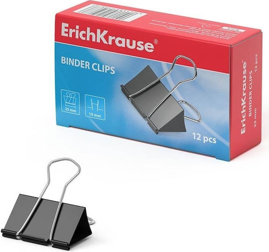 ErichKrause Metallic Clips 25mm Black 12pcs