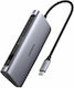 Ugreen CM179 USB-C Докинг станция с HDMI 4K PD Ethernet и свързване 2 монитора Сив