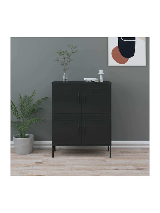 Cabinet de Birou Metalic Negru 80x35x101.5cm