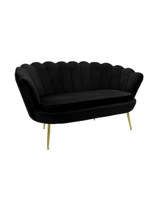 Daimon Two-Seater Couch Velvet Black Velvet-Black Metal 134x70x77cm