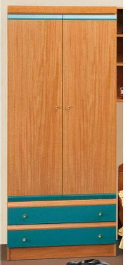 Faltso Zwei Türen Kinderkleiderschrank mit 2 Schubladen Braune 80x52x190cm