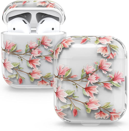 KWmobile Magnolias Silicone Case Pink / Transparent for Apple AirPods