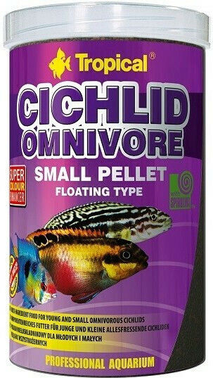 Tropical Omnivore Small Pellet Cichlid Food Granules with Spirulina 1000ml