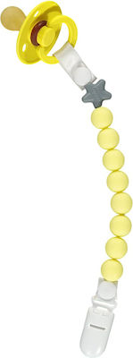 Nibbling Chain Pacifier Pluto with Beads made of Silicone Yellow BR76276