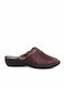 Leather Winter Women's Slippers Burgundy