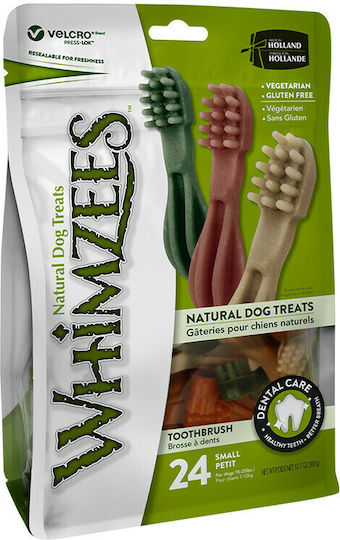 Whimzees Dog Chew Toothbrush Λιχουδιά για Σκύλους κατά της Πέτρας & Πλάκας 375gr 24τμχ