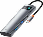Baseus Metal Gleam USB-C Stație de andocare cu HDMI 4K PD Gri