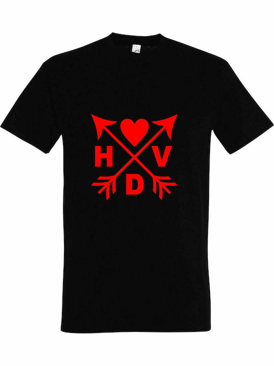 Tricou Unisex " HVD Logo, Happy Valentines Day ", Negru