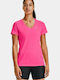 Under Armour Tech Women's Athletic T-shirt Fast Drying with V Neck Cerise