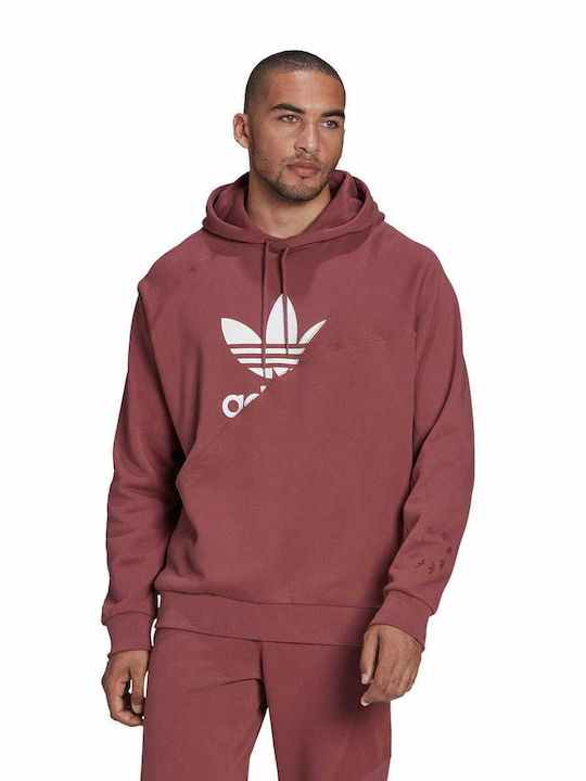 French Terry Sweatshirt with Hood Quiet Crimson