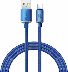Baseus Crystal Shine Braided USB 2.0 Cable USB-C Male - USB-A 100W PD Blue 1.2m CAJY000403