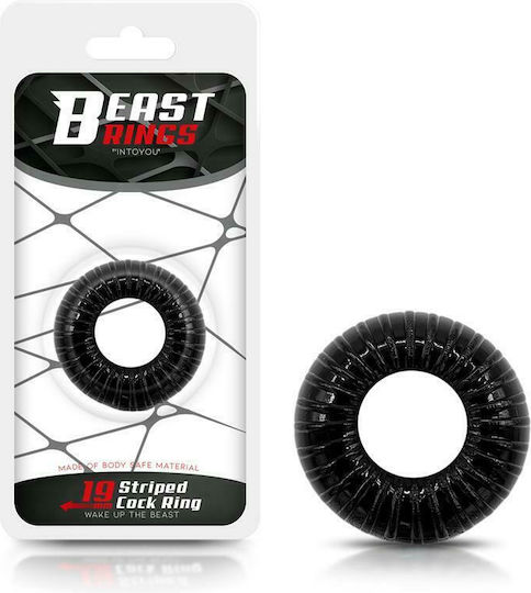 IntoYou Beast Rings Stripped Cock Ring 1.9cm Black