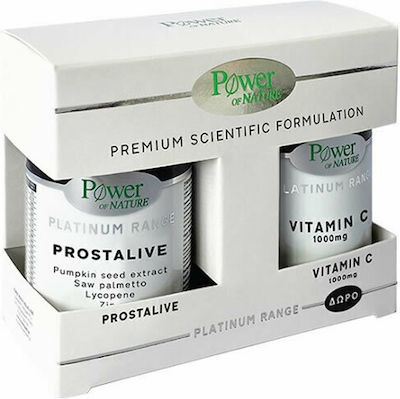 Power Of Nature Power Of Nature Platinum Range Prostalive + Vitamin C 1000mg Supplement for Prostate Health 20 tabs 30 caps