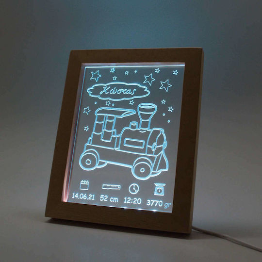 World of Wood Led Kids Decorative Lamp Train Transparent 17x21cm