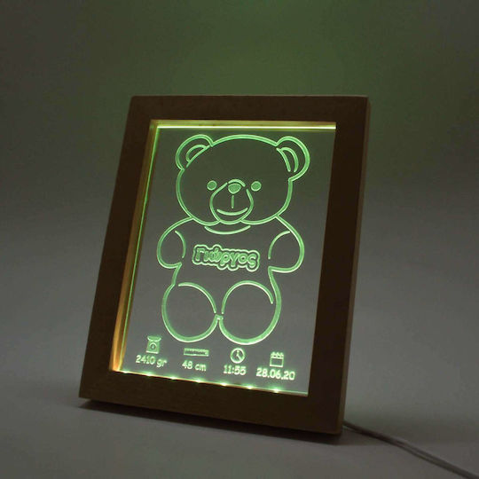 World of Wood Led Παιδικό Διακοσμητικό Φωτιστικό Αρκουδάκι Διάφανο 17x21cm