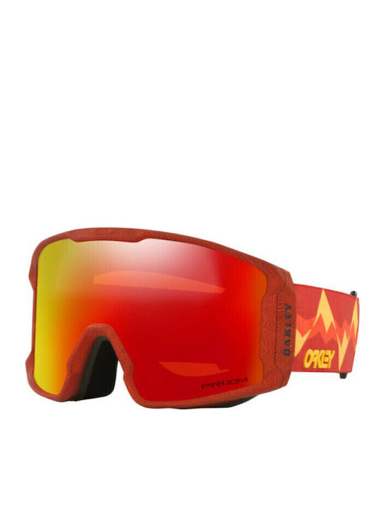 Oakley Line Miner Ski- & Snowboardbrille Erwachsene Rot mit Linse Spiegel in Rot Farbe