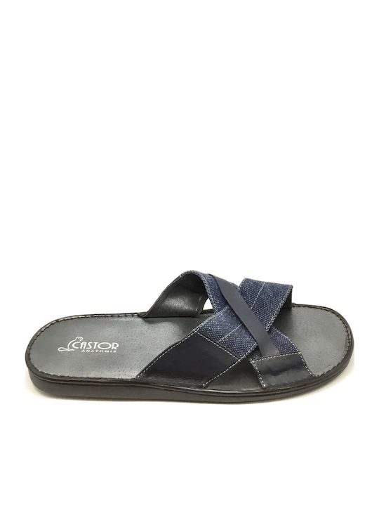 Leder Herrensandalen in Blau Farbe