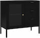 Sideboard made of Metal with Drawers Black Velvet-Black Metal 75x35x70cm