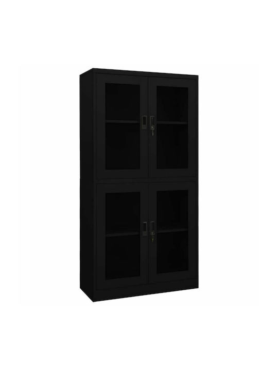 Office Storage Closet Μαύρη L90xW40xH180cm