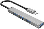 Orico USB 3.0 4 Port Hub with USB-C Connection Gray