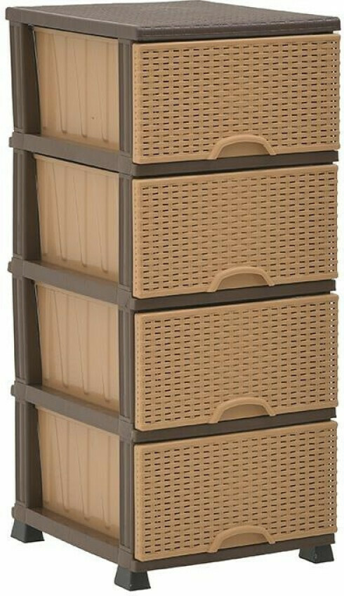 brown plastic dresser Sterilite 4 Drawer Plastic Storage Organizer, Brown with Removable Bins - 2 Pack