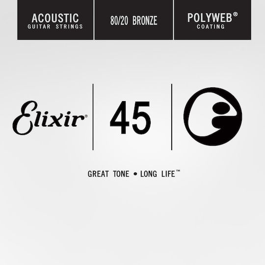 Elixir 80/20 Polyweb Μονή Χορδή Bronze Ακουστικής Κιθάρας 45"