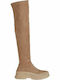 Wildleder Damenstiefel Über dem Knie Beige