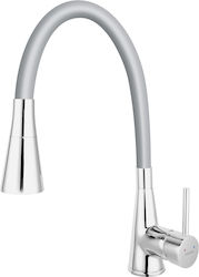 Ferro Zumba II U-Shaped Kitchen Faucet Counter with Shower Silver