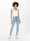 Only Emily Hoch tailliert Damenjeanshose in Normaler Passform Light Blue Denim