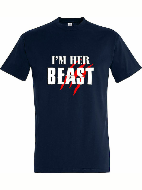 T-shirt Unisex " I AM HER BEAST " French Navy