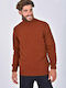 Clever Herren Langarm-Pullover Rollkragen Braun