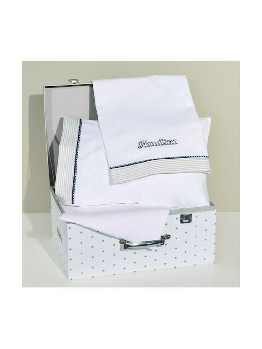 Nautica Striped Baby Sheets Set Cradle Cotton Beige 75x110cm 3pcs