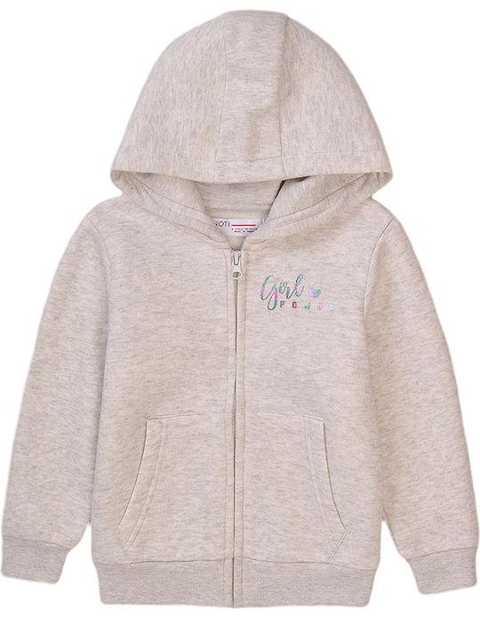 Minoti Girls Fleece Hooded Sweatshirt with Zipper Gray