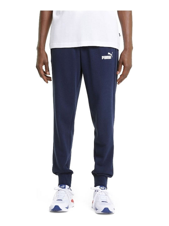 Puma Essential Men's Sweatpants with Rubber Navy Blue