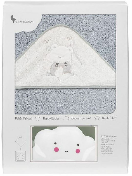 Interbaby Βρεφικό Σετ Λουτρού με Κουκούλα Swing Γκρι 100x100εκ.